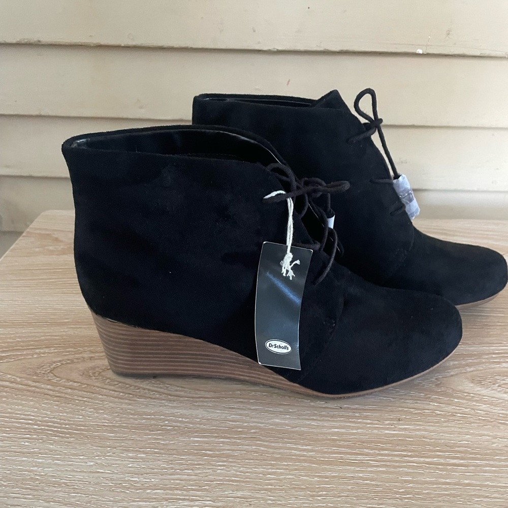 Dr. Scholl's Conquer Bootie Black Fabric Lace Up Ankle Boot